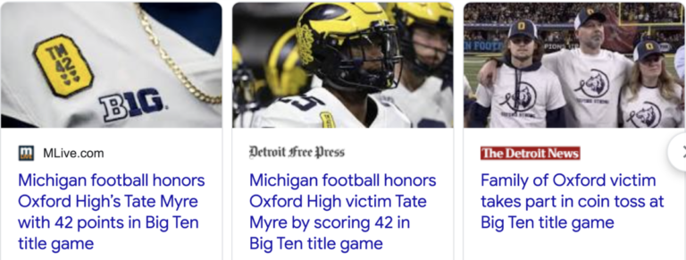 Read more about the article Michigan scores 42 in Big-10 Championship in tribute to #42, Tate Myre, December 4, 2021