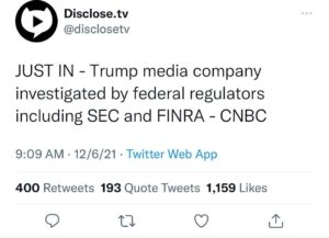Read more about the article JUST IN – Trump media company investigated by federal regulators including SEC and FINRA