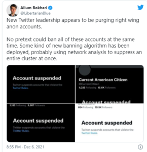 Read more about the article New Twitter leadership appears to be purging right wing anon accounts.