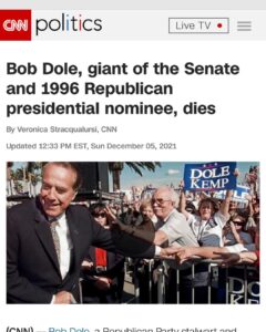 Read more about the article Bob Dole, giant of the Senate and 1996 Republican presidential nominee, dies