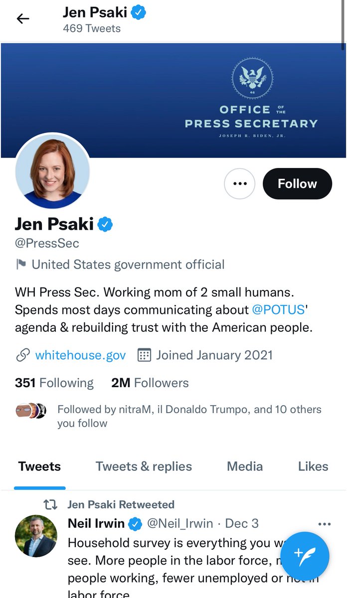Read more about the article has anyone ever explained why the current press sec has a pic of the trump admin as her header on her pro?