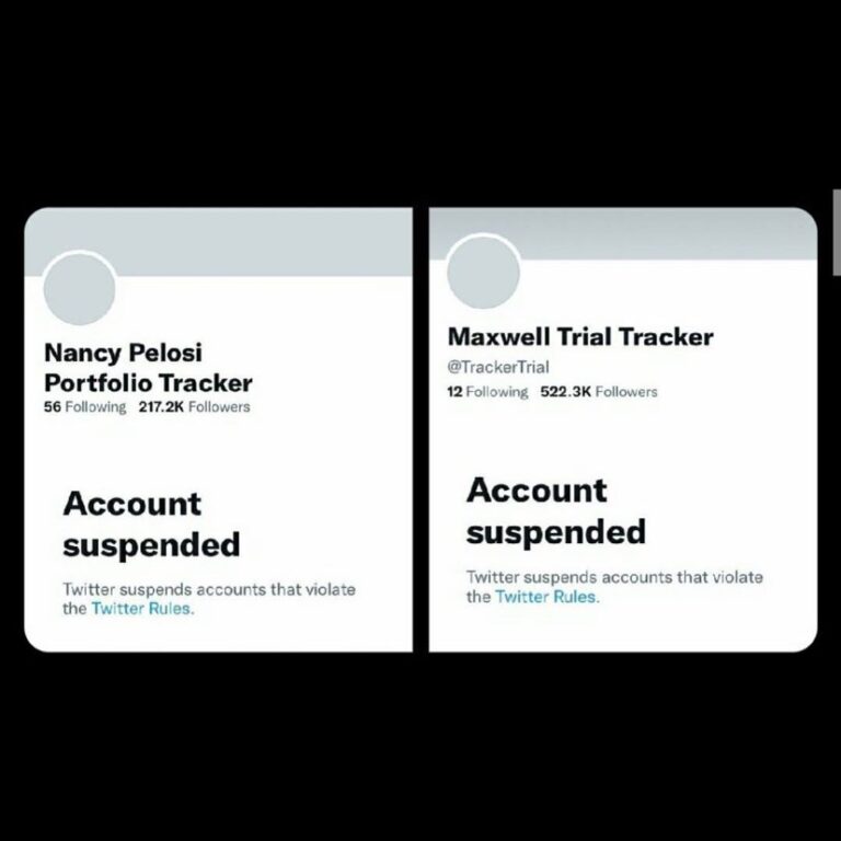 Read more about the article They’re scared – Both the Nancy Pelosi Portfolio Tracker & Ghislaine Maxwell Trial Tracker Accounts suspended