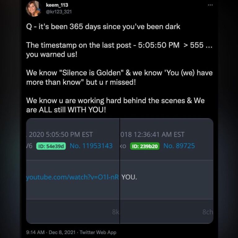 Read more about the article Q – it’s been 365 days since you’ve been dark The timestamp on the last post – 5:05:50 PM > 555 … you warned us!