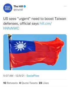 Read more about the article US sees “urgent” need to boost Taiwan defenses,