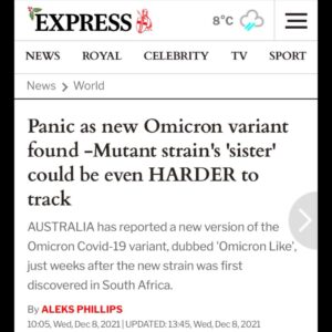 Read more about the article Panic as new Omicron variant found -Mutant strain’s ‘sister’ could be even HARDER to track