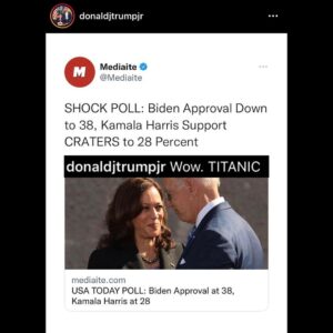 Read more about the article SHOCK POLL: Biden Approval Down to 38, Kamala Harris Support CRATERS to 28 Percent