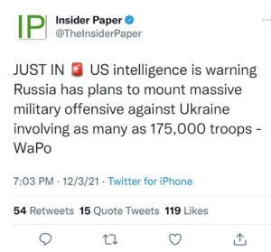 Read more about the article JUST IN US intelligence is warning Russia has plans to mount massive military offensive against Ukraine involving as many as 175,000 troops – WaP0