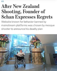 Read more about the article After New Zealand Shooting, Founder of 8chan Expresses Regrets