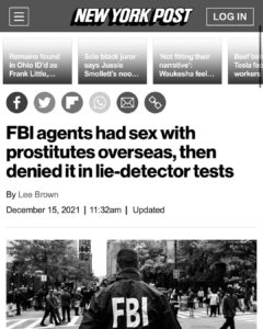 Read more about the article FBI agents had sex with prostitutes overseas, then denied it in lie-detector tests