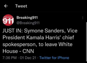 Read more about the article JUST IN: Symone Sanders, Vice President Kamala Harris’ chief spokesperson, to leave White House – CNN