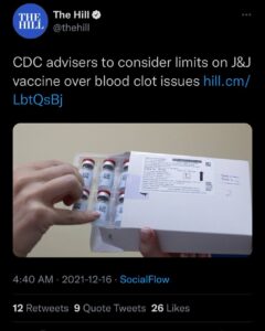 Read more about the article CDC advisers to consider limits on J&J vaccine over blood clot issues