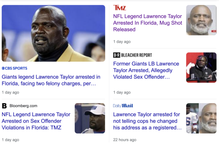 Read more about the article Lawrence Taylor arrested in Florida, December 17, 2021 news