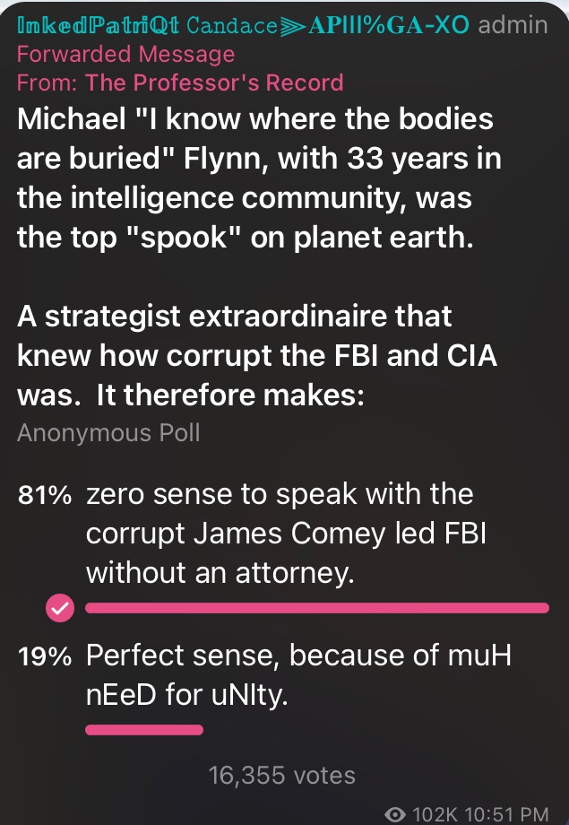 Read more about the article The people have decided. – Michael “l know where the bodies are buried” Flynn, with 33 years in the intelligence community, was the top “spook” on planet earth. A strategist extraordinaire that knew how corrupt the FBI and CIA was. It therefore makes: