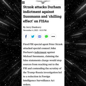 Read more about the article Strzok attacks Durham indictment against Sussmann and ‘chilling effect’ on FISAs