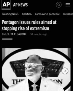 Read more about the article Pentagon issues rules aimed at stopping rise of extremism