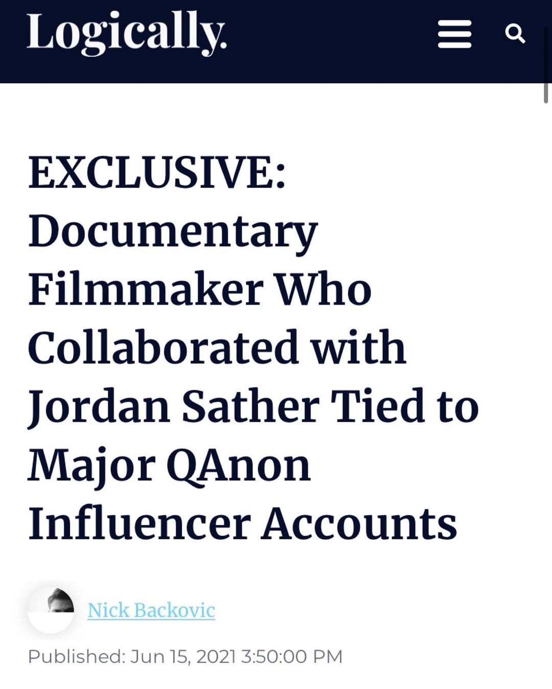You are currently viewing EXCLUSIVE: Documentary Filmmaker Who Collaborated with Jordan Sather Tied to Major QAnon Influencer Accounts