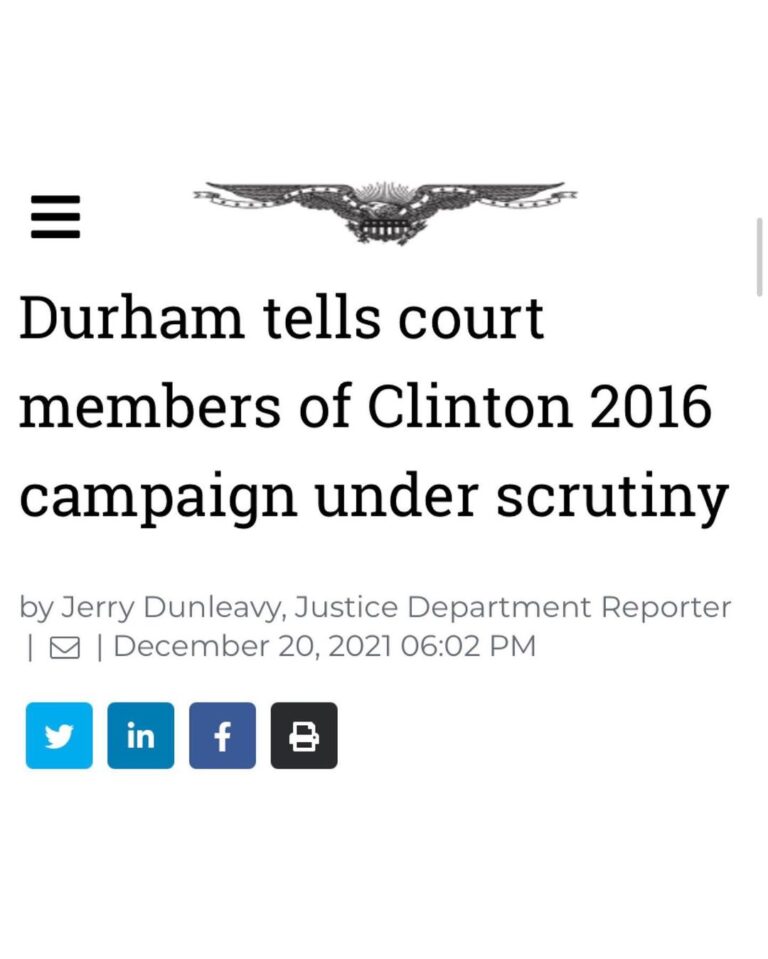 Read more about the article Durham tells court members of Clinton 2016 campaign under scrutiny