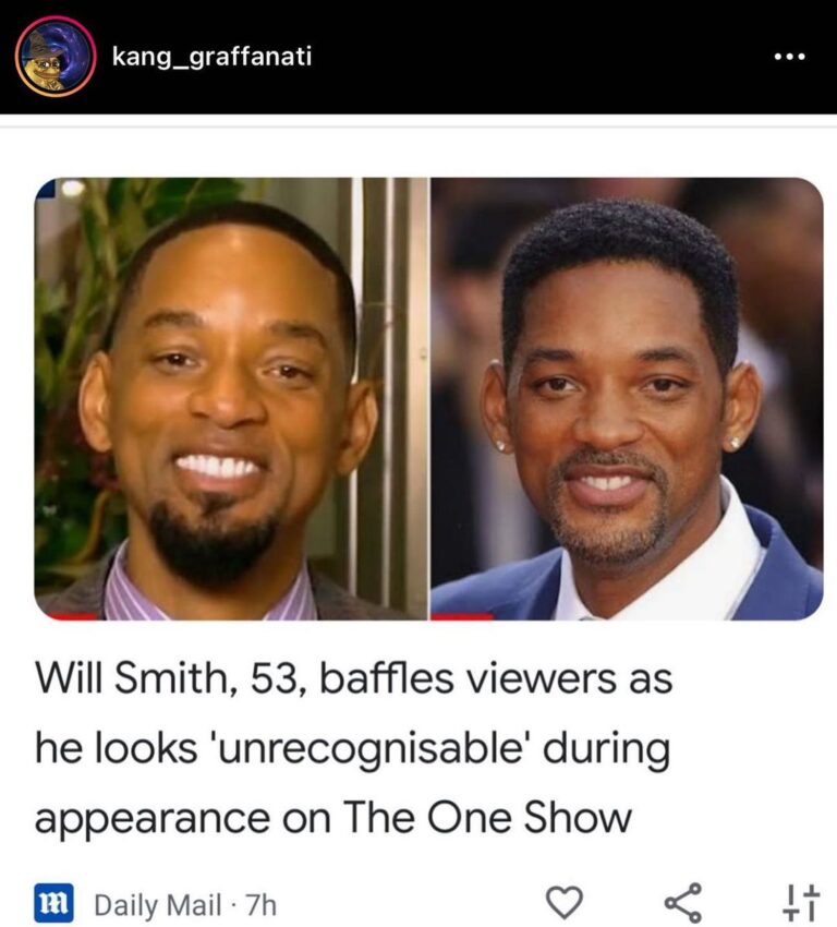 Read more about the article Will Smith, 53, baffles viewers as he looks ‘unrecognisable’ during appearance on The One Show – Who da fuq is this?  his long lost brother?