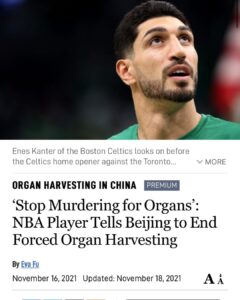 Read more about the article ‘Stop Murdering for Organs’: NBA Player Tells Beijing to End Forced Organ Harvesting