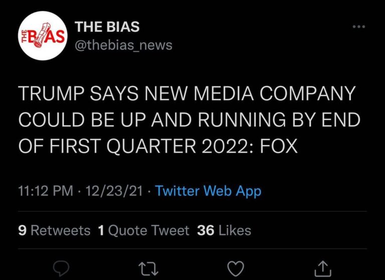 Read more about the article TRUMP SAYS NEW MEDIA COMPANY COULD BE UP AND RUNNING BY END OF FIRST QUARTER 2022