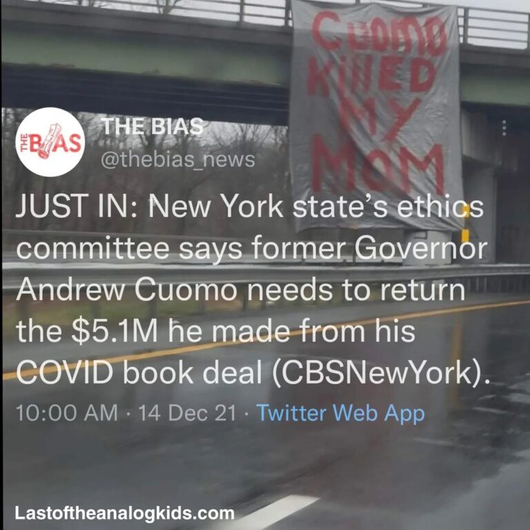 Read more about the article JUST IN: New York state’s ethics committee says former Governor Andrew Cuomo needs to return the $5.1M he made from his COVID book deal – The real crimes will not be forgotten