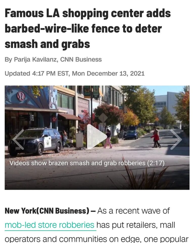 Read more about the article Famous LA shopping center adds barbed-wire-like fence to deter smash and grabs