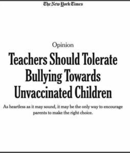 Read more about the article I am done.  The left cannot be reasoned with, nor can they be reasonable. – Teachers Should Tolerate Bullying Towards Unvaccinated Children