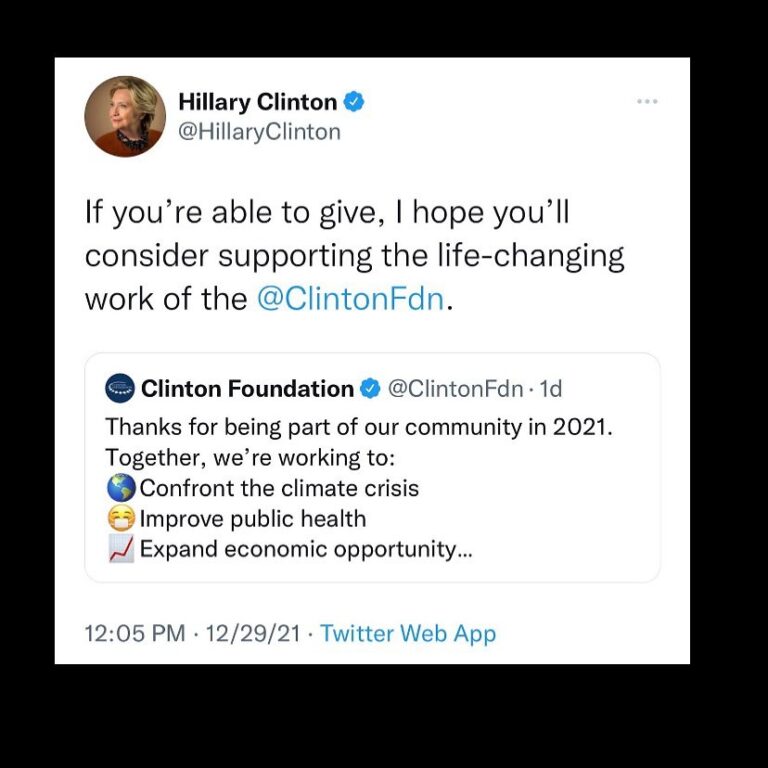 Read more about the article Desperation – “If you’re able to give, I hope you’ll consider supporting the life-changing work of the @ClintonFdn.” – HRC