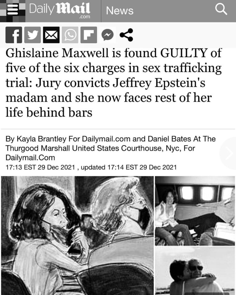 Read more about the article Ghislaine Maxwell is found GUILTY of five of the six charges in sex trafficking trial: Jury convicts Jeffrey Epstein’s madam and she now faces rest of her life behind bars