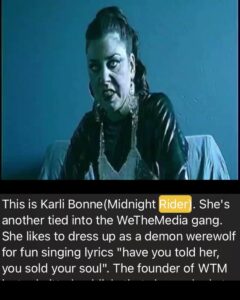 Read more about the article Hello Karli – This is Karli Bonne(Midnight)!. She’s another tied into the WeTheMedia gang. She likes to dress up as a demon werewolf for fun singing lyrics “have you told her, you sold your soul”. The founder of WTM
