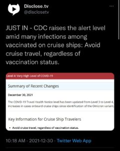 Read more about the article JUST IN – CDC raises the alert level amid many infections among vaccinated on cruise ships: Avoid cruise travel, regardless of vaccination status.