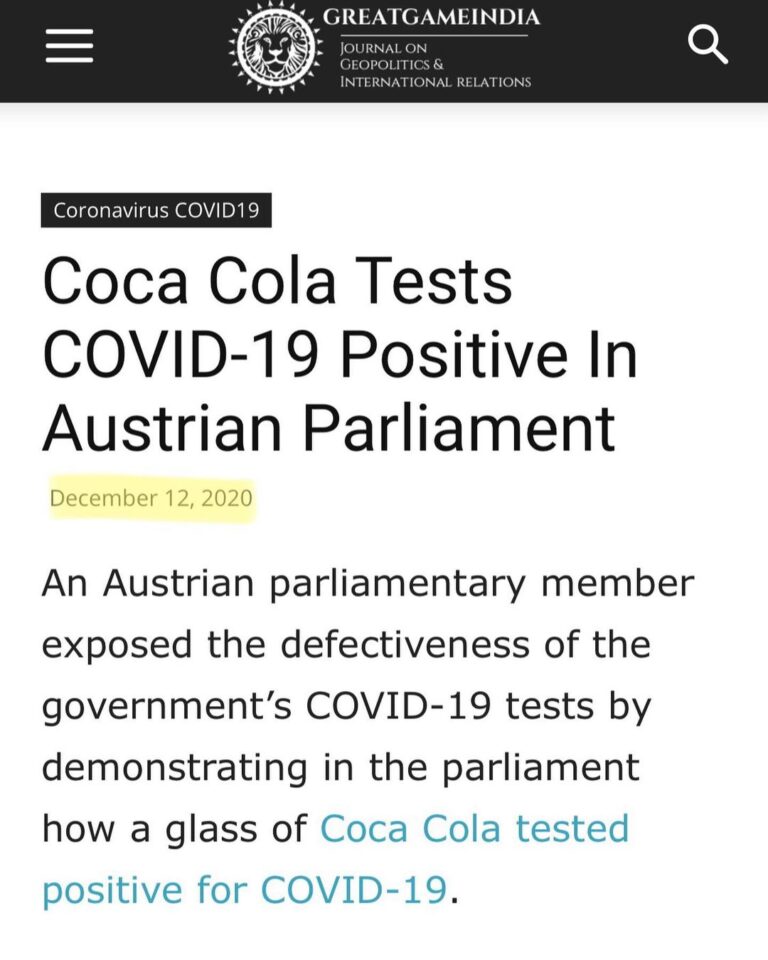 Read more about the article Coca Cola Tests COVID-19 Positive In Austrian Parliament