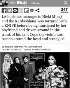 Read more about the article LA business manager to Nicki Minaj and the Kardashians ‘was tortured with a KNIFE before being murdered by her boyfriend and driven around in the trunk of his car’: Cops say victim was beaten around the head and strangled