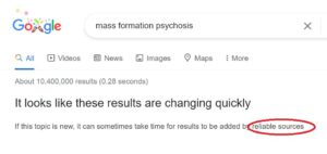 Read more about the article We are watching them program the simulation in realtime – Dr Malone broke the algorithm and now Google is struggling to manually edit the results when you search for mass formation psychosis. Try it. Never seen this before.