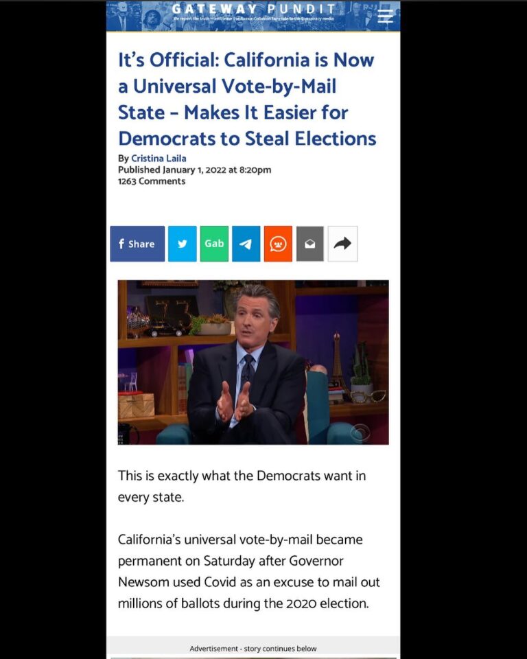 Read more about the article It’s Official: California is Now a Universal Vote-by-Mail State – Makes It Easier for Democrats to Steal Elections
