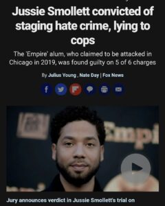 Read more about the article Guilty guilty guilty – Jussie Smollett convicted of staging hate crime, lying to cops