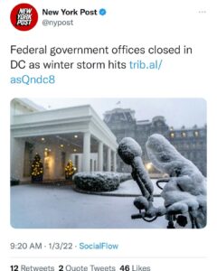 Read more about the article Federal government offices closed in DC as winter storm  – Storm you say