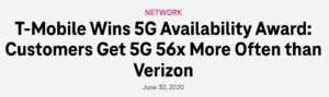 Read more about the article T-Mobile wins 5G availability award (56x more available than Verizon)
