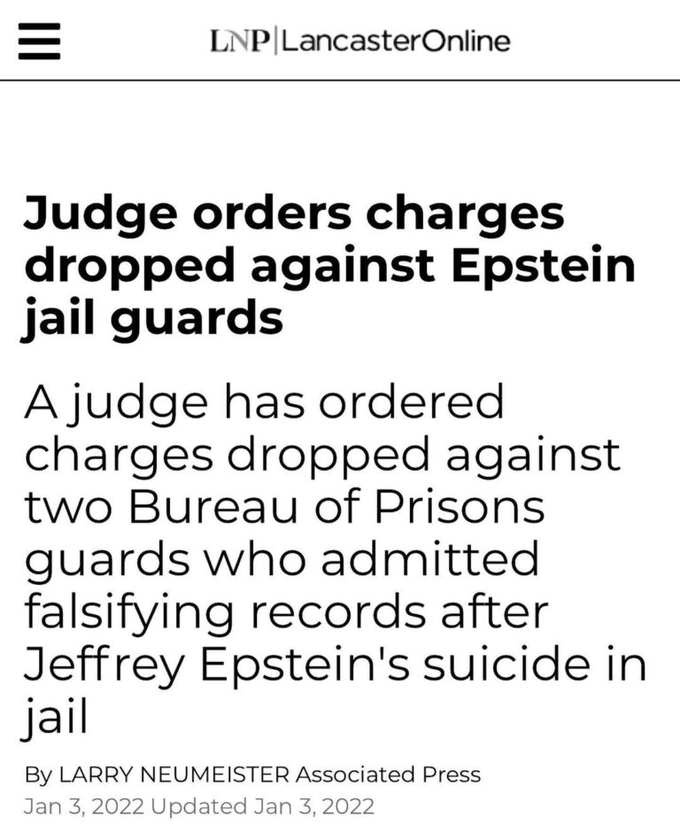 Read more about the article Judge orders charges dropped against Epstein jail guards