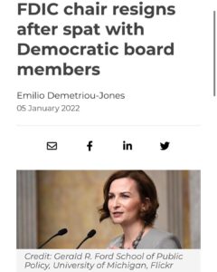 Read more about the article FDIC chair resigns after spat with Democratic board members