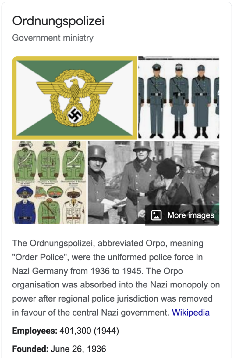 Read more about the article Ordnungspolizei, the Nazi police, formed June 26, 1936