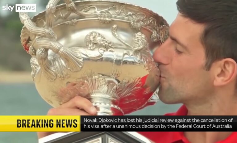 Read more about the article Australian Regime Deports World’s #1 Player Novak Djokovic from Country, Bans Him from Entry for 3 Years