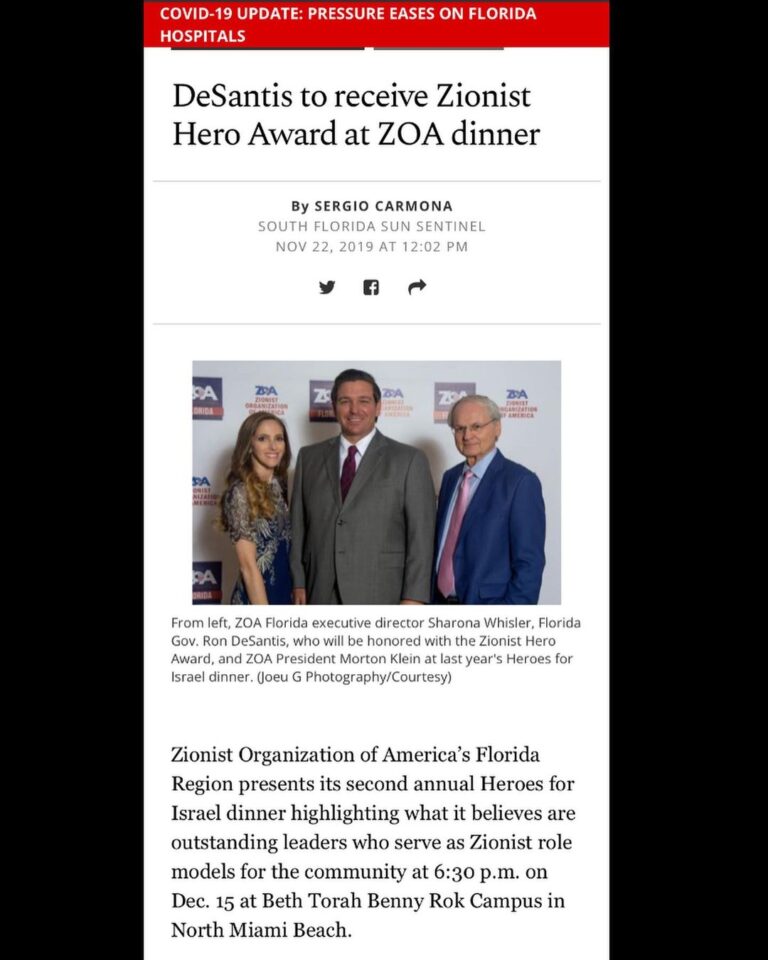 Read more about the article DeSantis to receive Zionist Hero Award at ZOA dinner