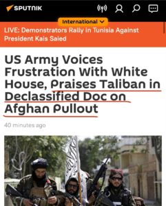 Read more about the article US Army Voices Frustration With White House Praises Taliban in Afghan Pullout in Declassified Doc