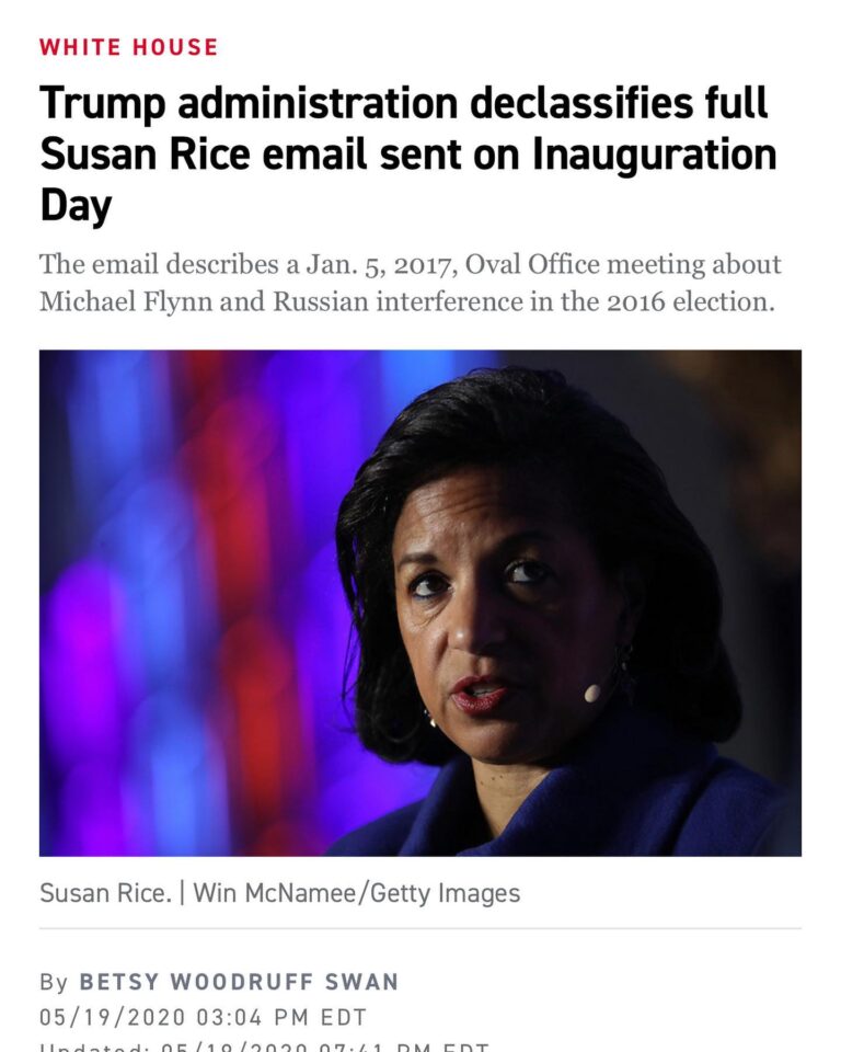 Read more about the article So you are telling me Susan rice wrote an email to herself about what Flynn was