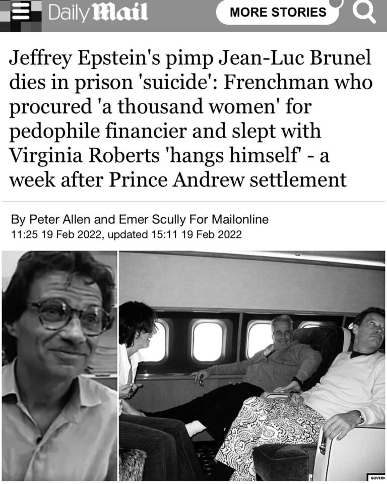 Read more about the article Jeffrey Epstein’s pimp Jean-Luc Brunel dies in prison ‘suicide’: Frenchman who procured ‘a thousand women’ for pedophile financier and slept with Virginia Roberts ‘hangs himself – a week after Prince Andrew settlement