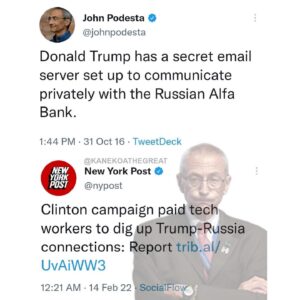 Read more about the article “Donald Trump has a secret email server set up to communicate privately with the Russian Alfa Bank.” John Podesta – Clinton campaign paid tech workers to dig up Trump-Russia connections: