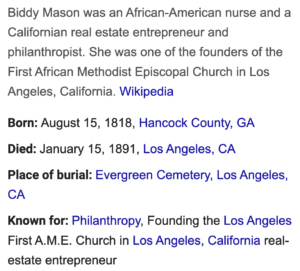 Read more about the article The death of Biddy Mason, January 15, 1891