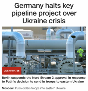 Read more about the article Russia’s advancement on Ukraine causes energy costs to raise 3.8% worldwide (5.4% in U.S.) & Germany halts key pipeline, February 22, 2022 (exactly 47-weeks after Klaus Schwab’s birthday)
