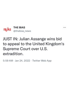 Read more about the article JUST IN: Julian Assange wins bid to appeal to the United Kingdom’s Supreme Court over U.S. extradition.